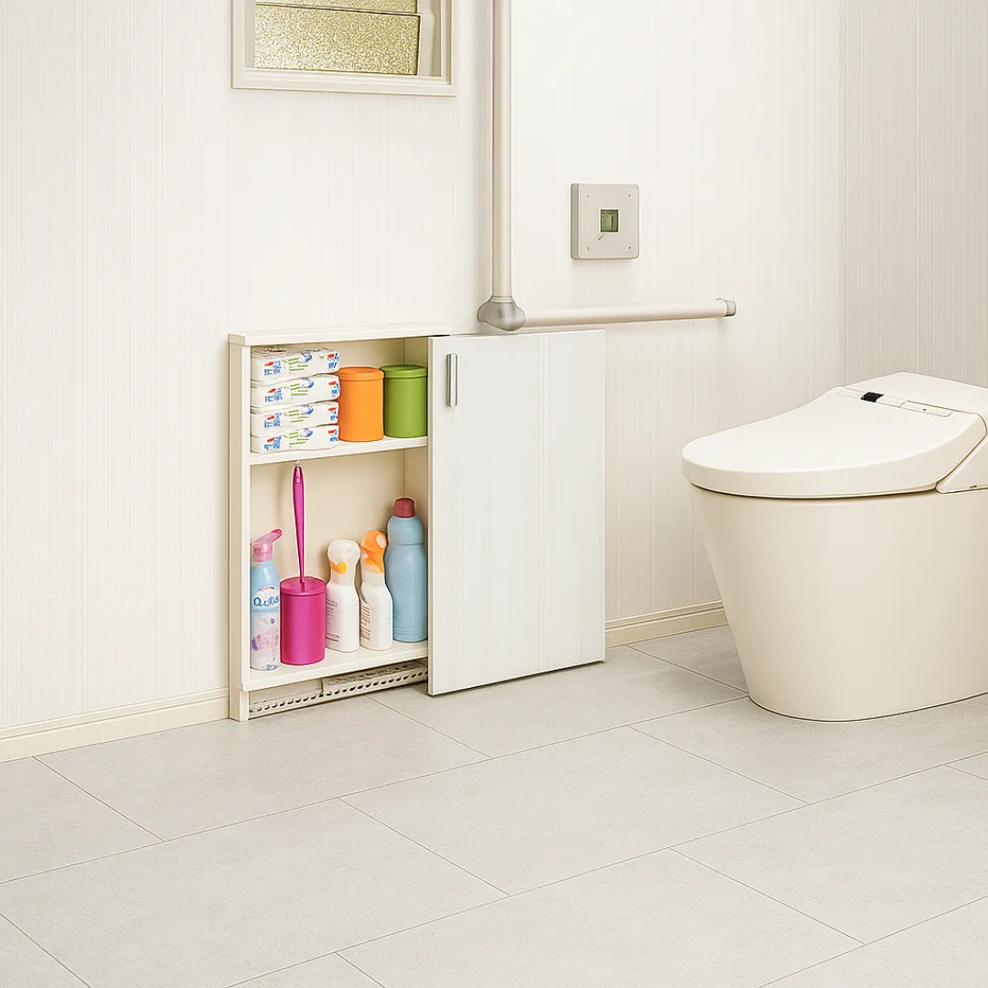 トイレ横に収まるコンパクトな収納棚 トイレ横に収まるコンパクトな収納棚